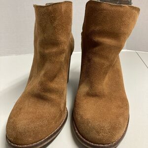 LUCKY BRAND, suede wedge booties, size 7 1/2 M,Tan